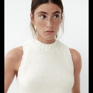 White Knit Sleeveless Top